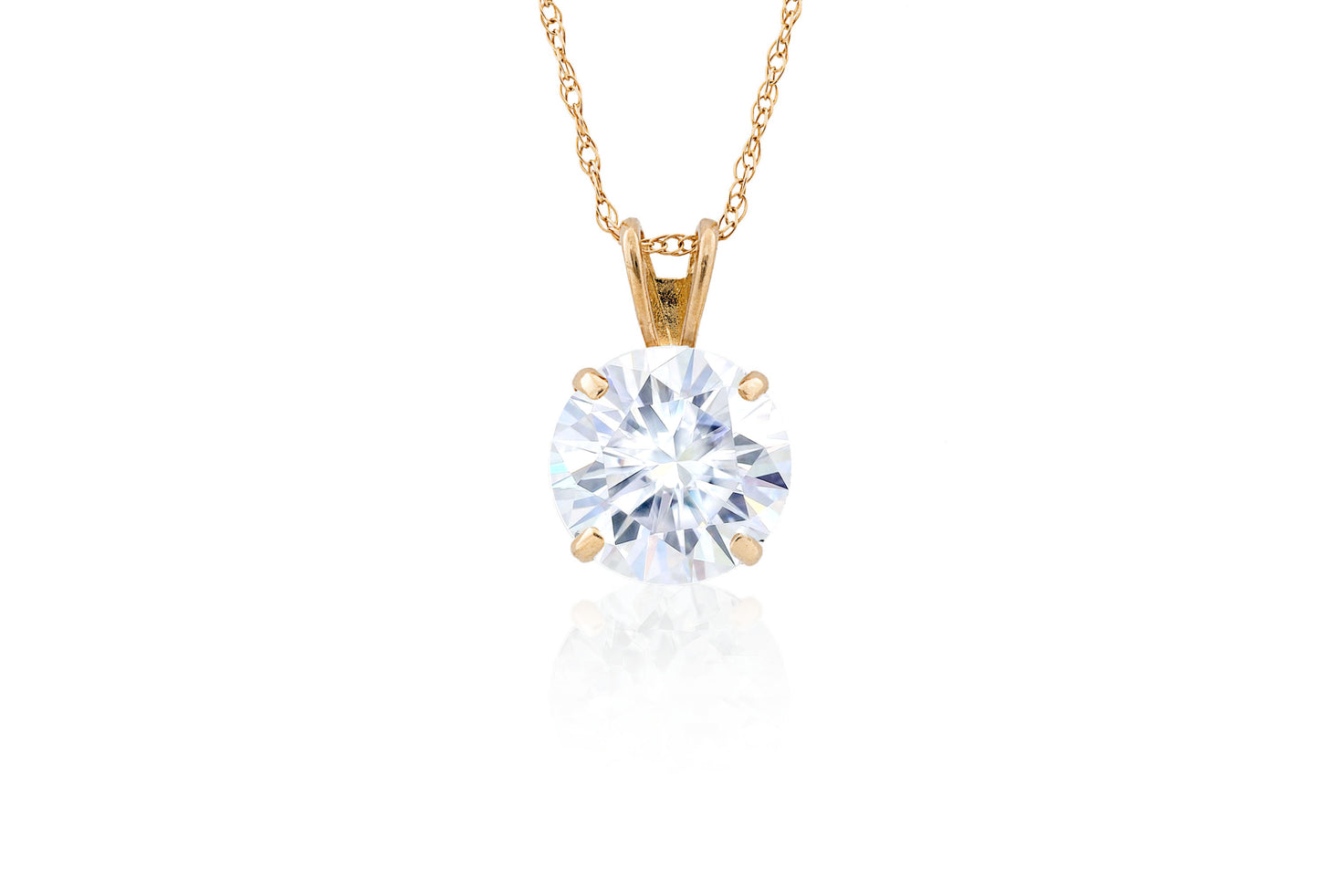 0.25CT-3.00CT Brilliant Round Created Diamond/Gemstone Pendant Solitaire 14K White Gold Charm VVS1