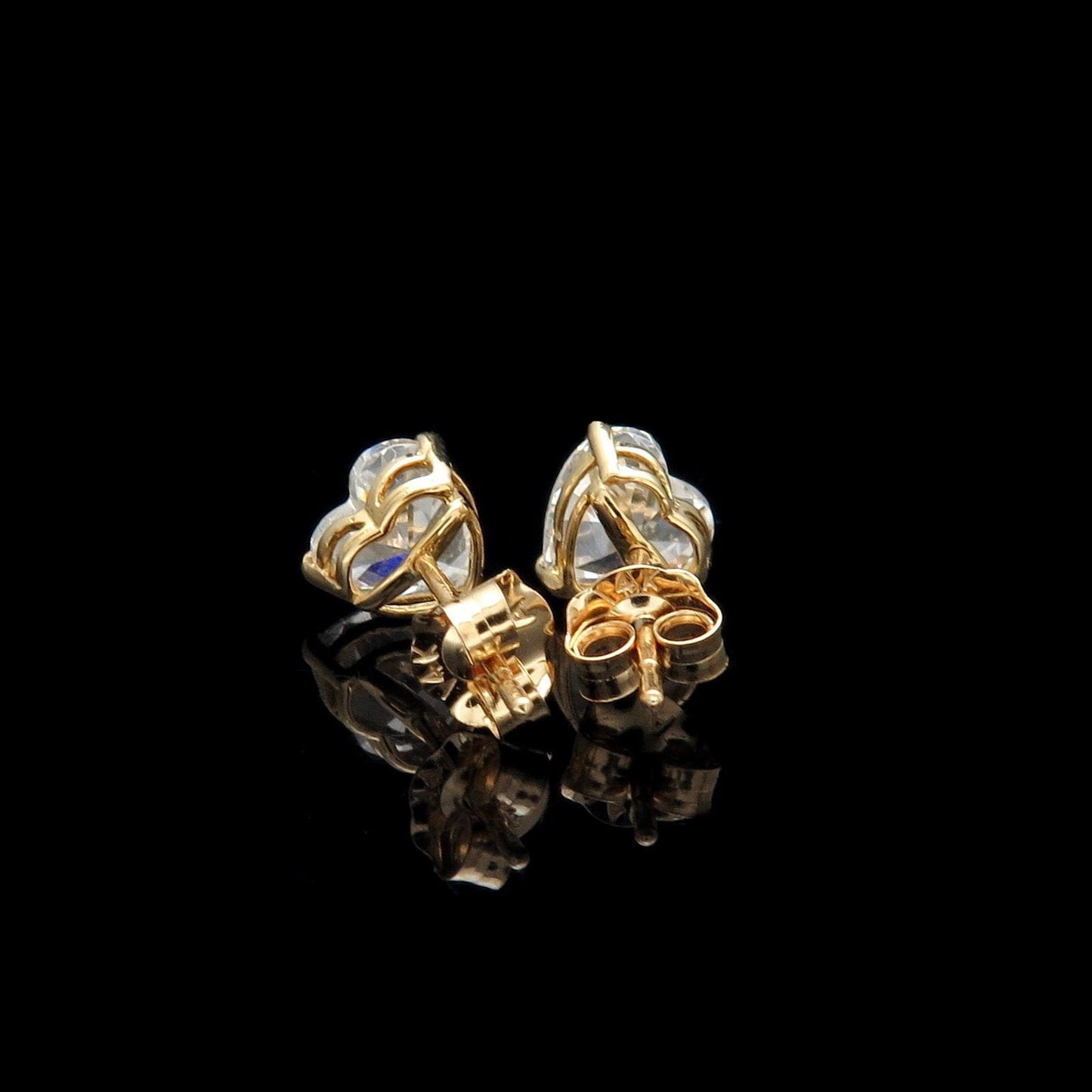 Moissanite Heart cut Diamond Stud Earrings 0.50ct-1.50ct 14K Solid Yellow or White Gold Solitaire Basket Studs, Push back, for women, men