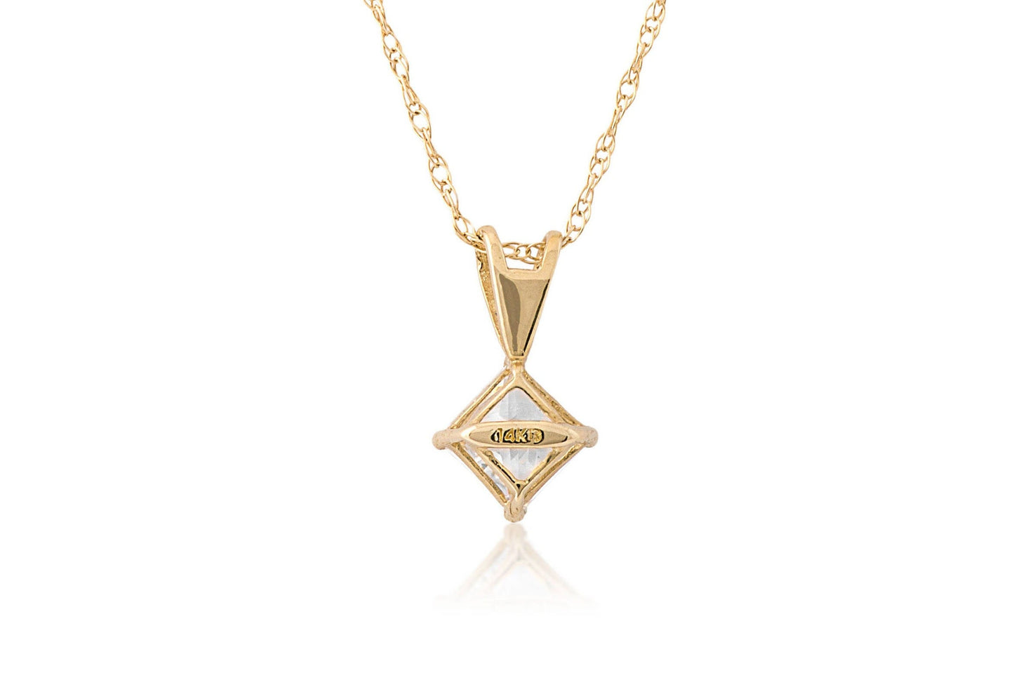 Moissanite Princess Cut Diamond Pendant 0.70-3.00ct 14K Yellow or White Gold Charm