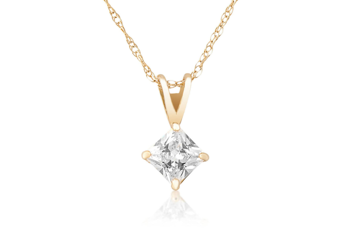 Moissanite Princess Cut Diamond Pendant 0.70-3.00ct 14K Yellow or White Gold Charm