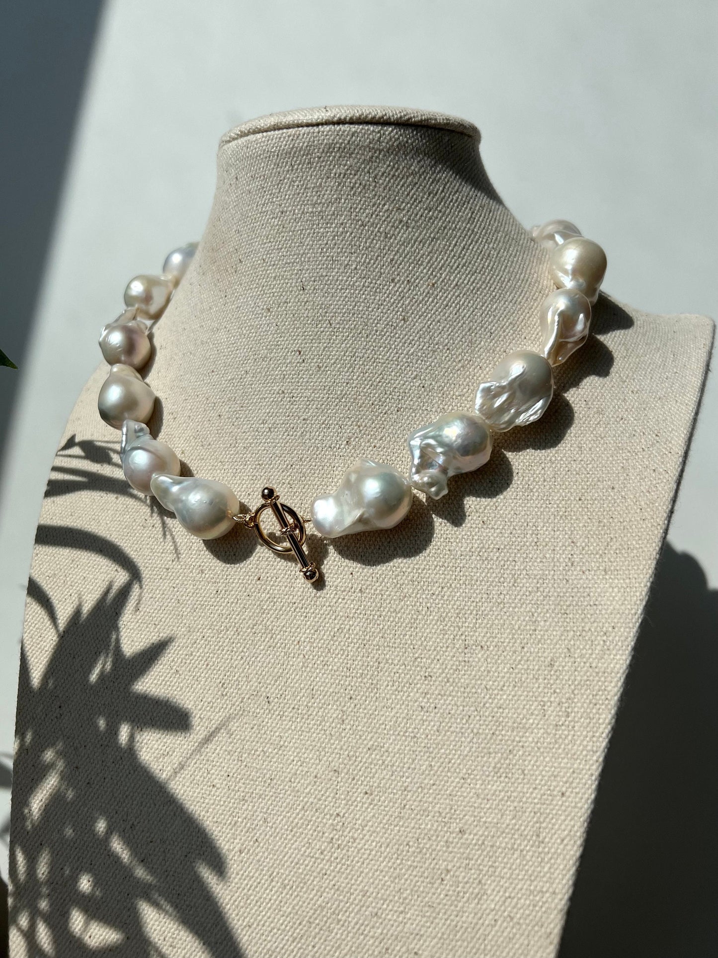 Natural Baroque Pearl Necklace Drop Beaded with 14k gold Fancy Wheel clasp, exclusive, custom necklace, for women, elegant, gift for her Active Restock requests: 0