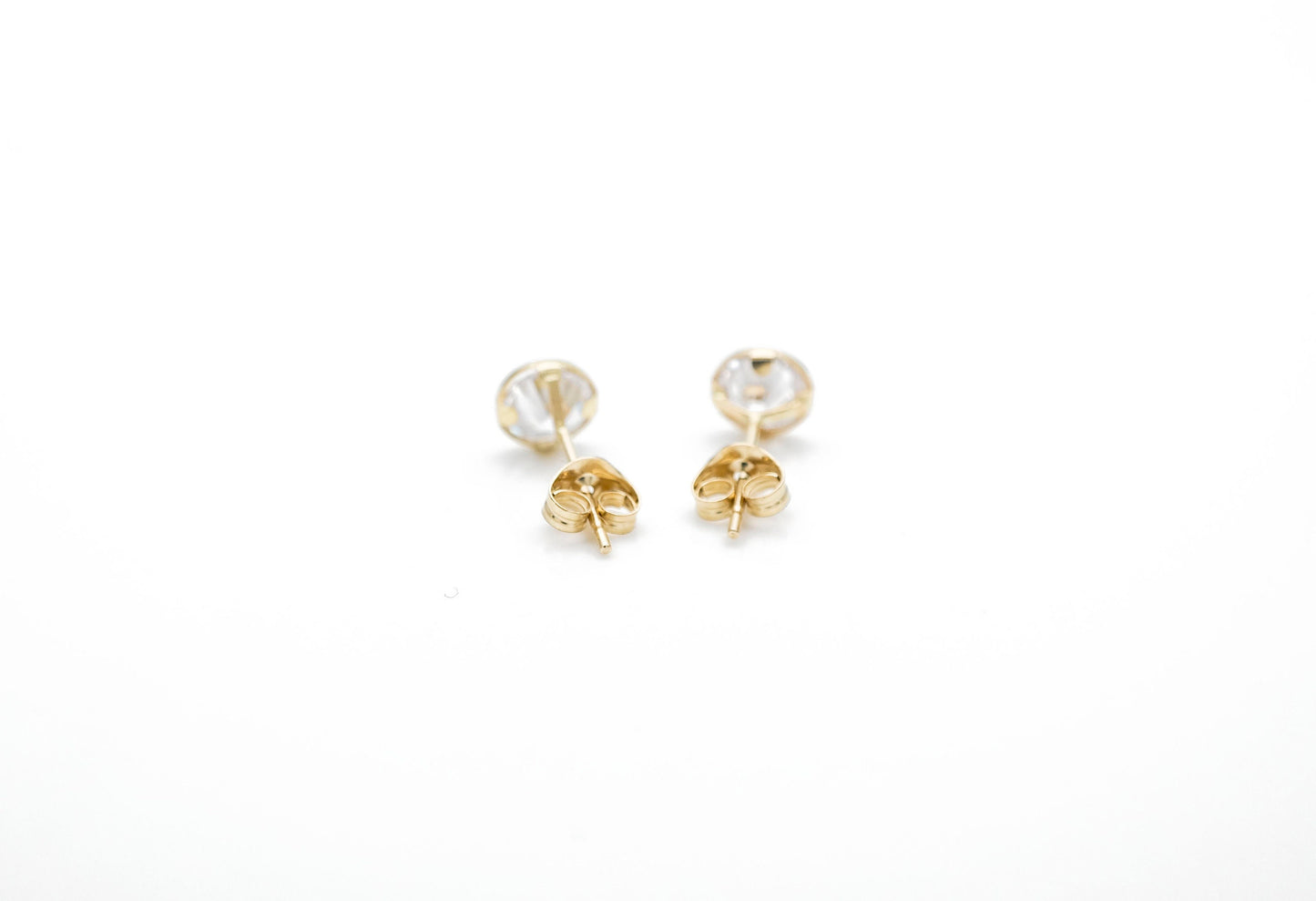 0.06-2.56 ct. T.W. Created Diamond Round Bezel Studs Earrings 14K Real Yellow/White Gold with backs 14k GF