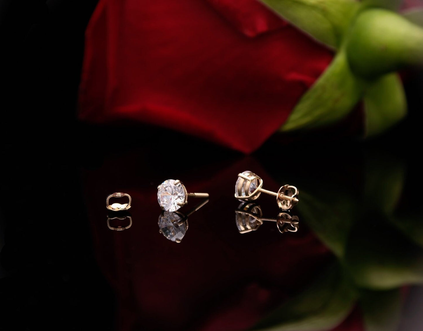 Round-cut Stud Earrings Solitaire 0.05-13.68 ct. T.W. Created Diamond 14k Yellow, White, Rose Gold , Screw-back