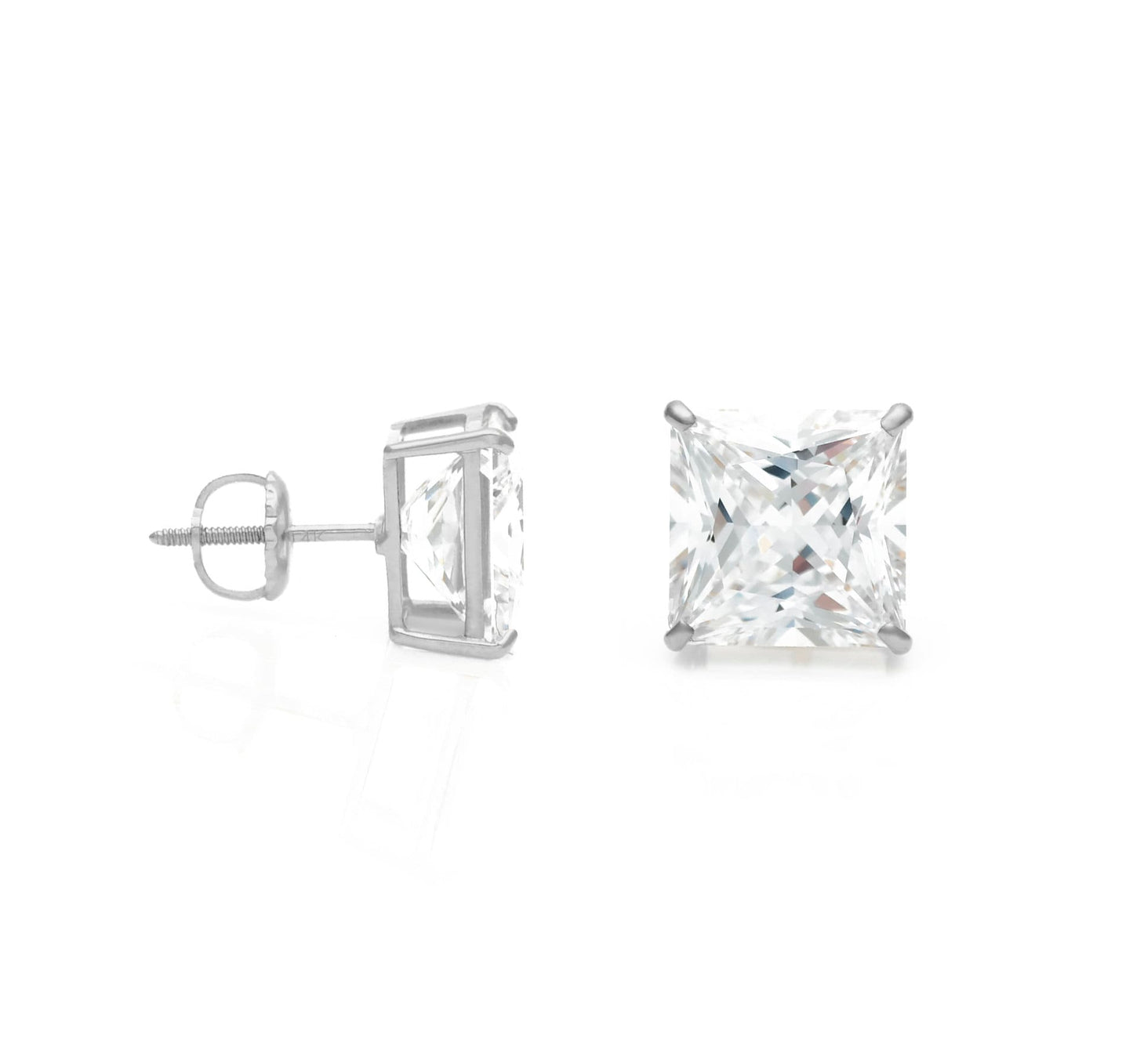 Princess-cut Created Diamond Solitaire Earrings 0.36-11.24 ct. T.W. 14k Gold, Yellow, White, Rose Gold, Screw-back