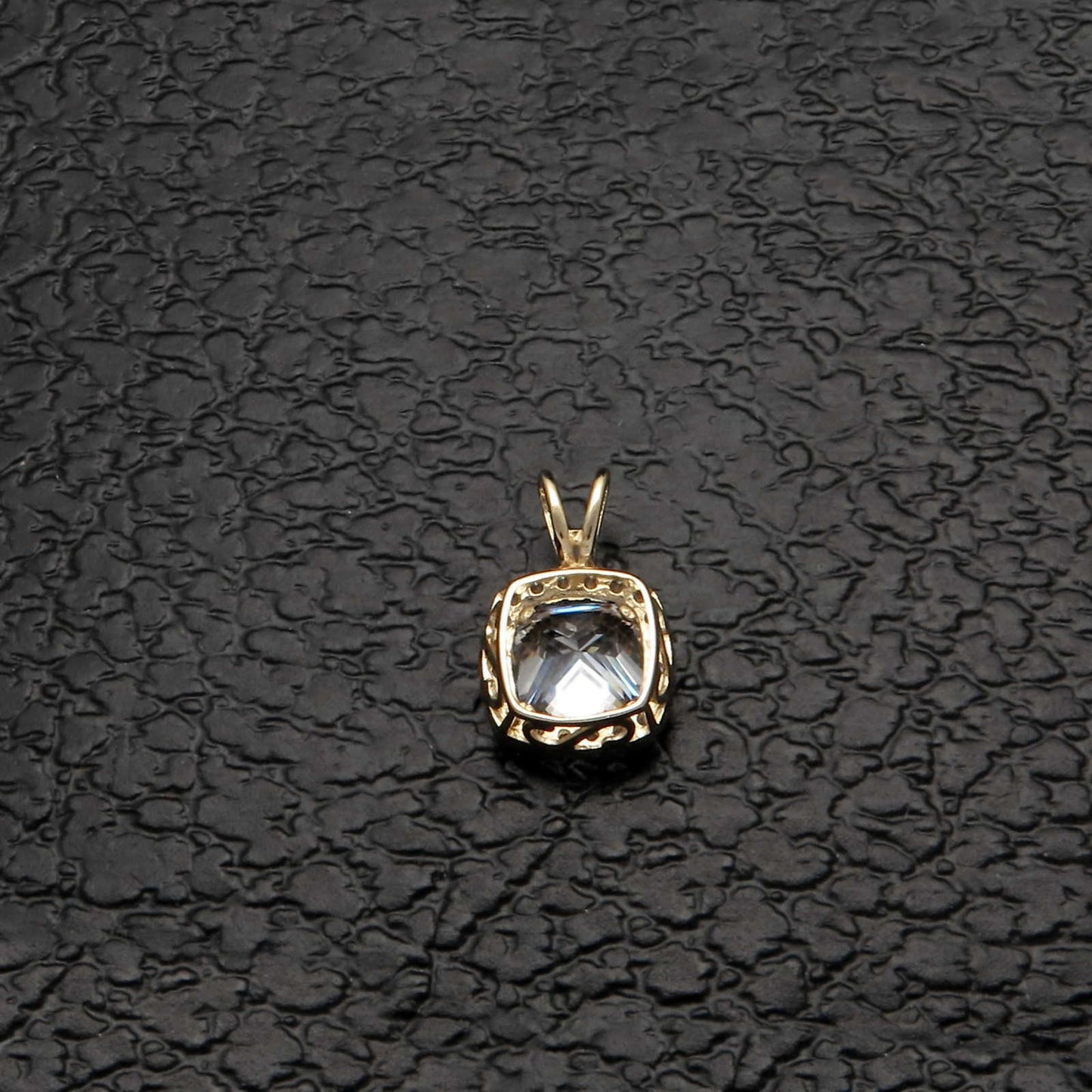 1.50CT Cushion Gemstone Halo Created Diamond Pendant Solid 14k Yellow/White Gold