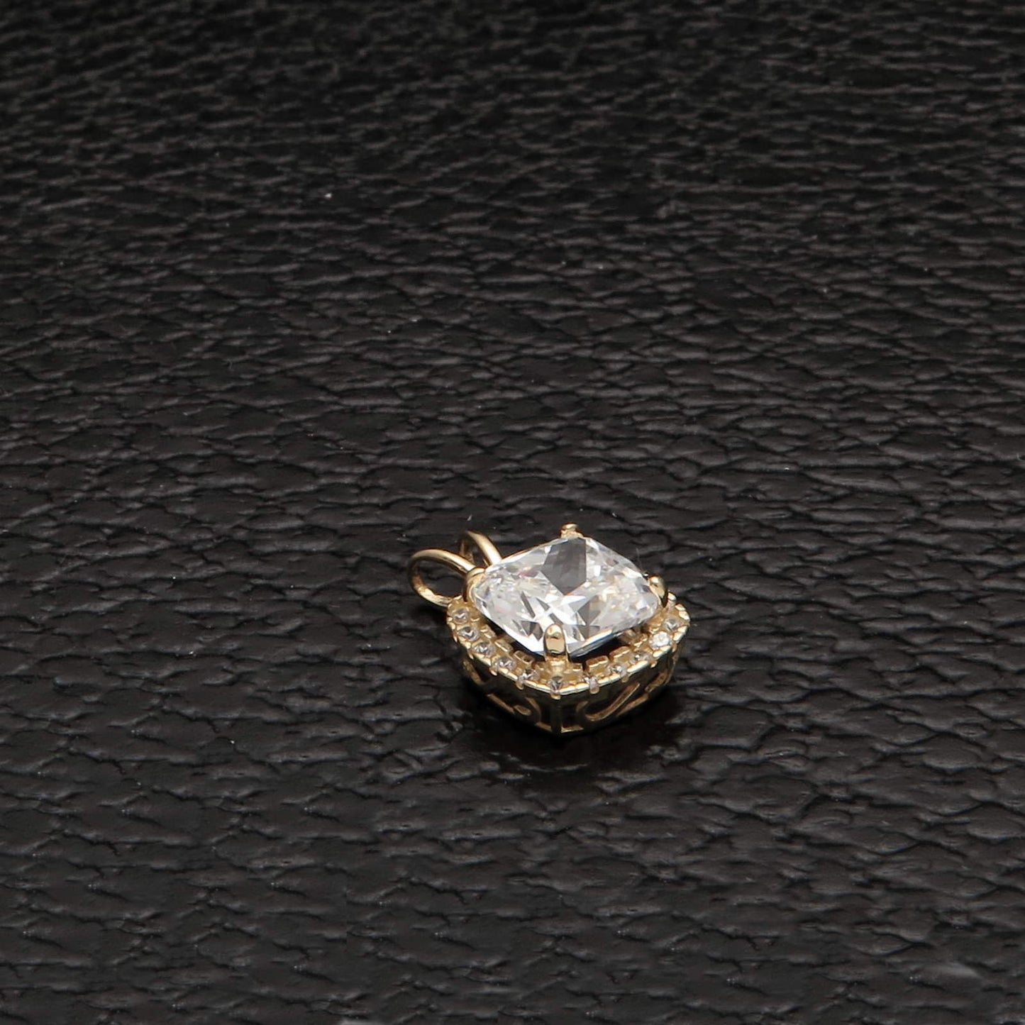 1.50CT Cushion Gemstone Halo Created Diamond Pendant Solid 14k Yellow/White Gold