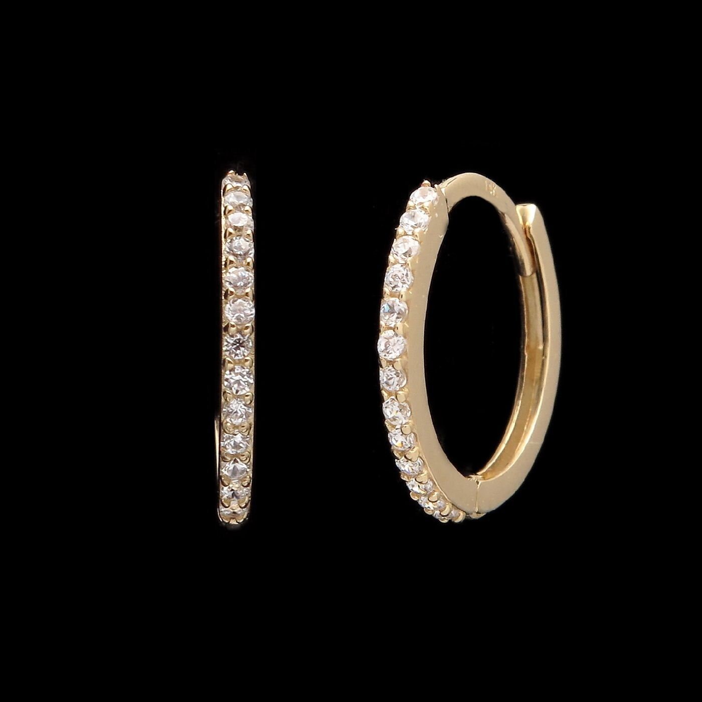 0.12 TCW Created Diamond Huggie Hoop Earrings Solid 14K Yellow White Rose Gold or Sterling silver 925 Round VVS1