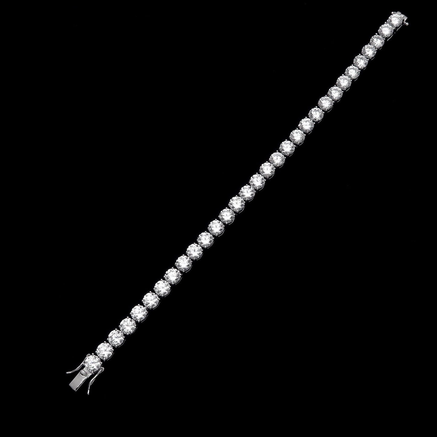 Tennis Bracelet 7mm 34.00TCW Round Cut Created Diamond 925 Sterling Silver