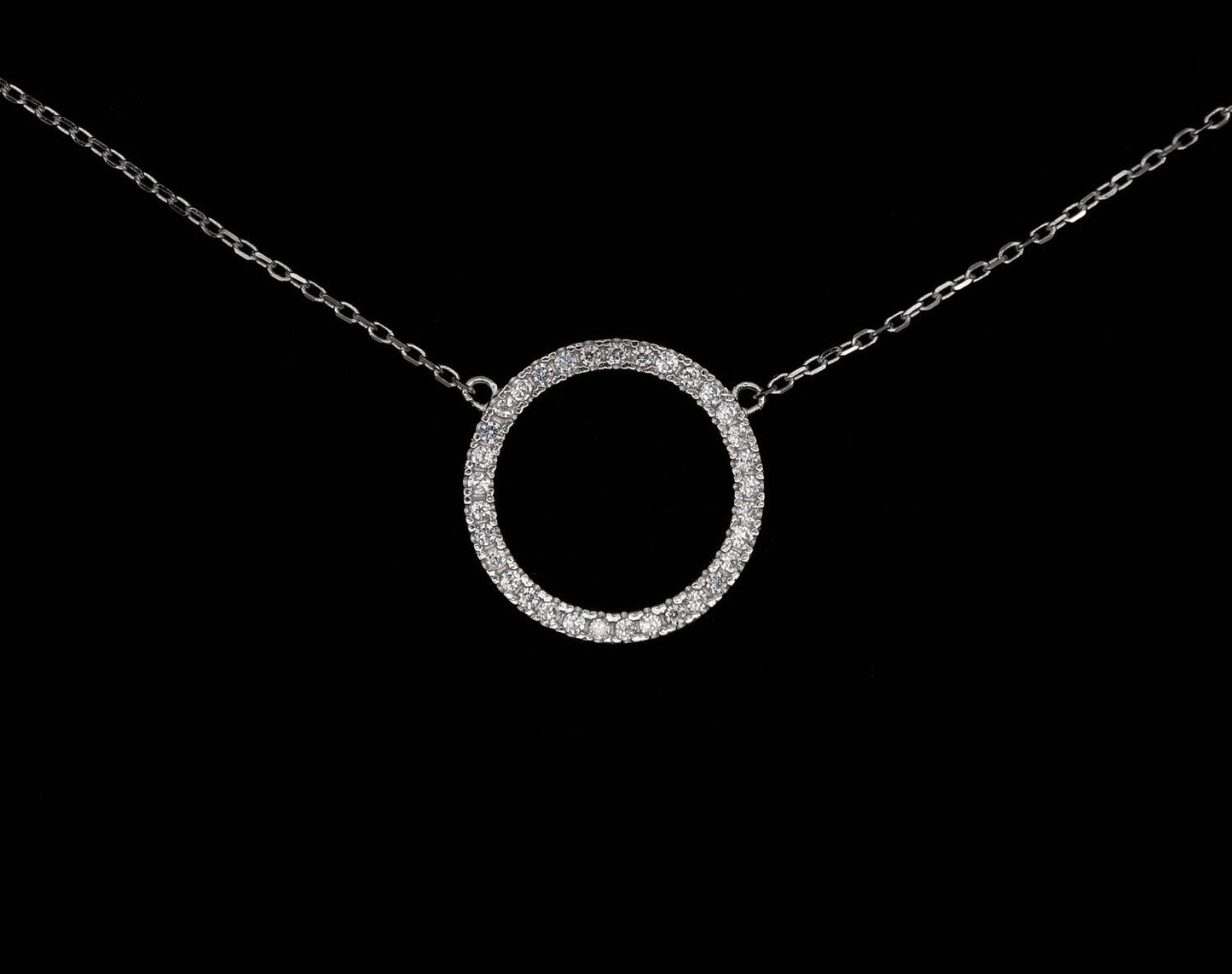 Open Circle Love Necklace 14k Rose Gold 0.15tcw Created Diamond Pendant 16" + extention chain