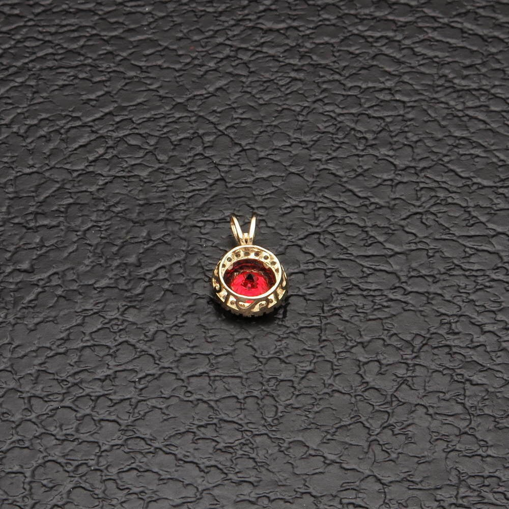 1.50tcw Round Gemstone Halo Created Diamond Pendant Solid 14k Yellow Gold Charm