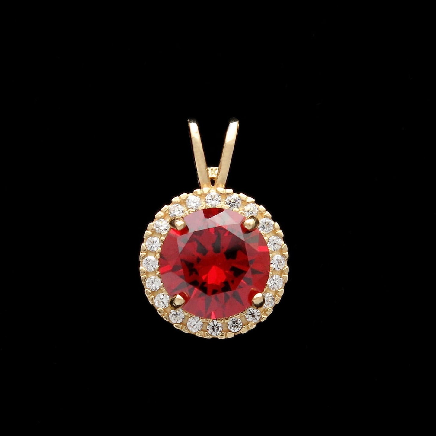 1.50tcw Round Gemstone Halo Created Diamond Pendant Solid 14k Yellow Gold Charm