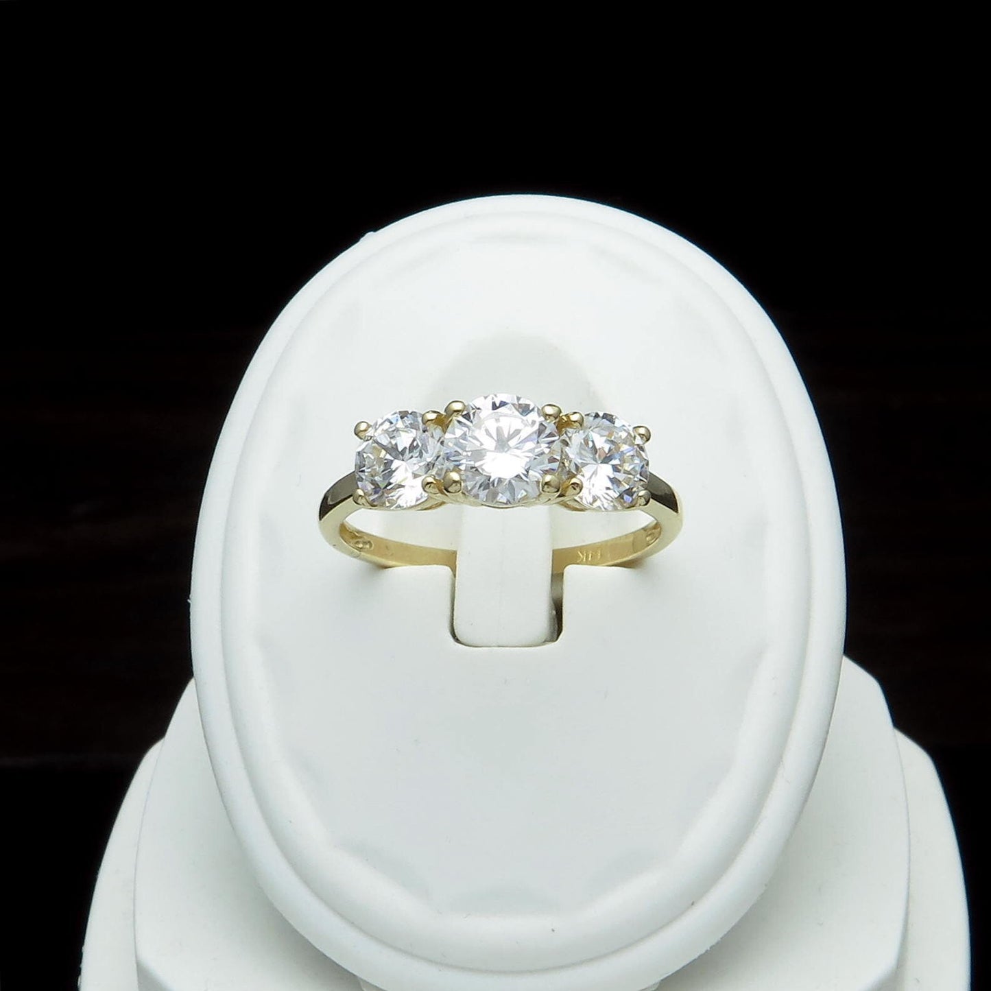 Moissanite Diamond Engagement Ring 1.56 TCW Solid 14K Gold Three Stone Band