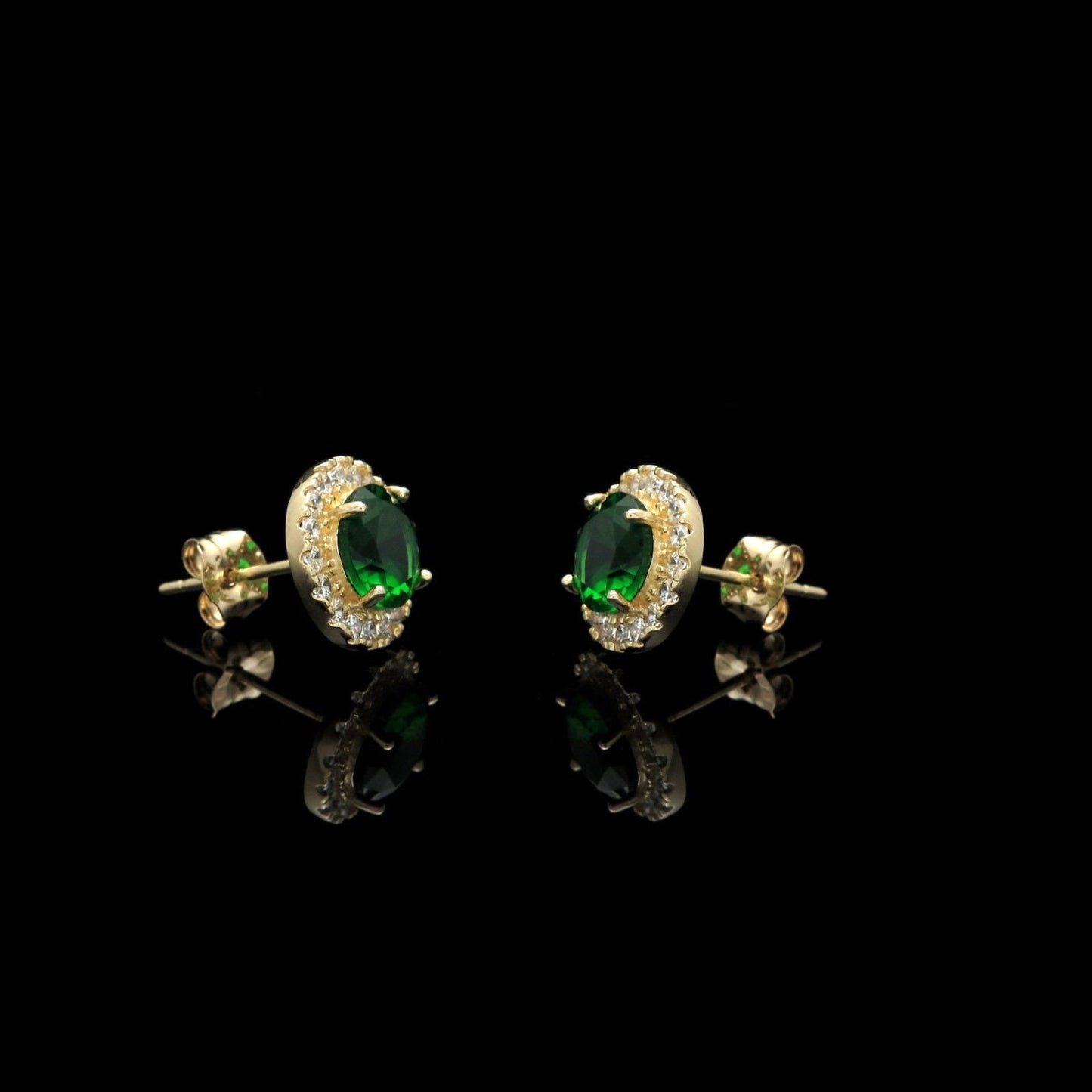 1.50CT Halo Created Green Emerald Diamond Stud Round Earrings 14k Yellow Gold or 14k White Gold