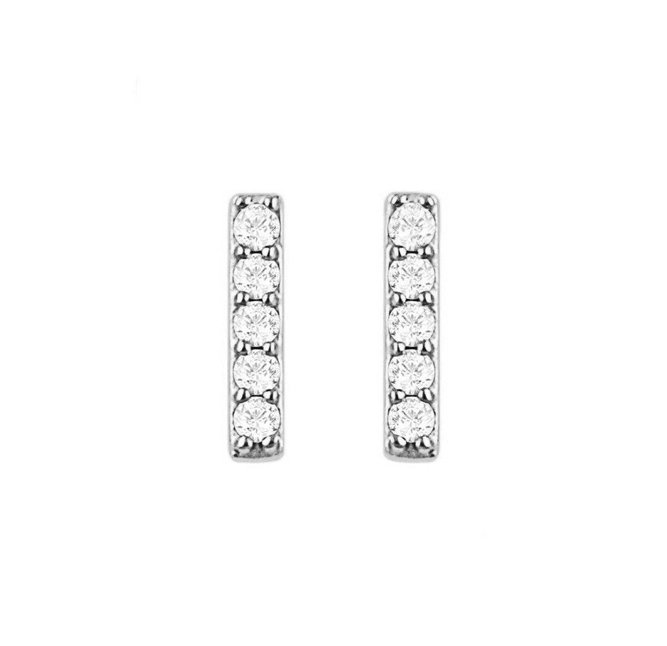 0.15CT Round Created Diamond Bar Earrings 14K Solid Gold Studs