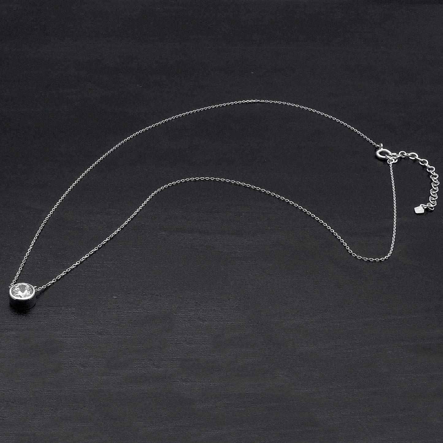 Bezel Necklace 2.00ct Brilliant Created Diamond 16" + 2" Chain Solid 14k Yellow Gold/ 14k While Gold 14K Rose Gold / Pendant Set