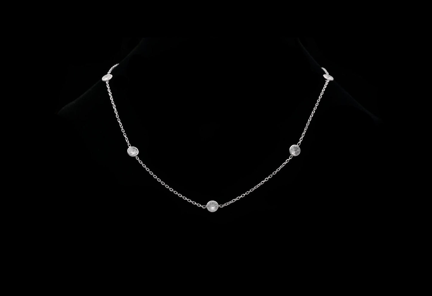3.00ct T.W Created Diamond By The Yard Station Necklace Solid 925 Sterling Silver
