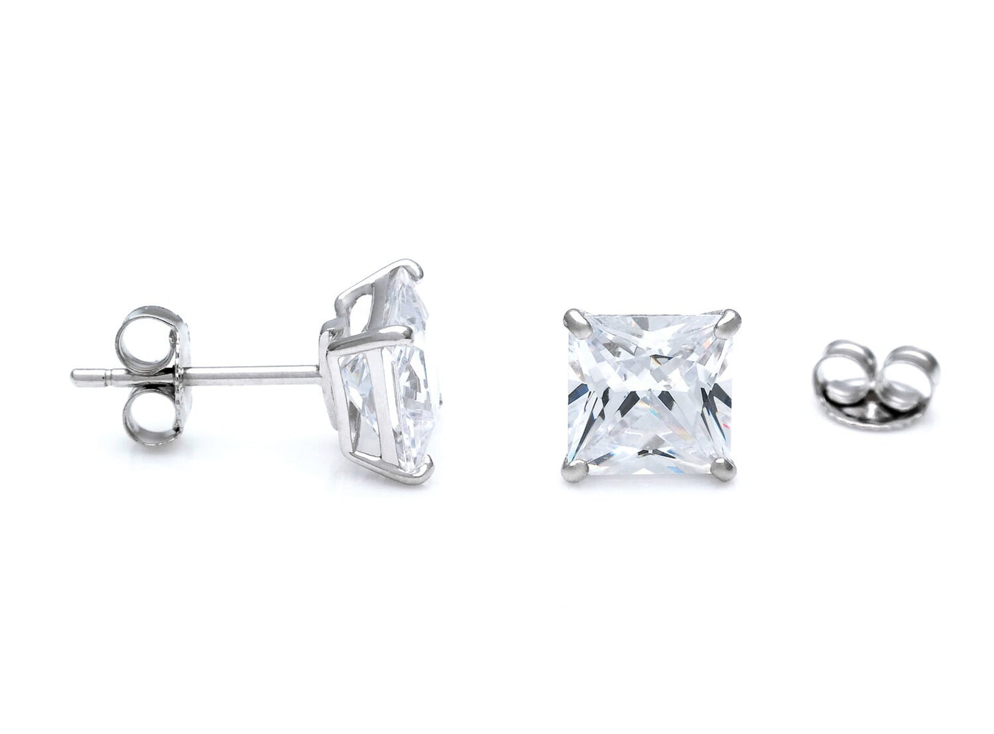 Princess-cut Created Diamond 0.36-11.24 ct. T.W. 14k Yellow/White/Rose Gold Stud Earrings Solitaire, Push-back