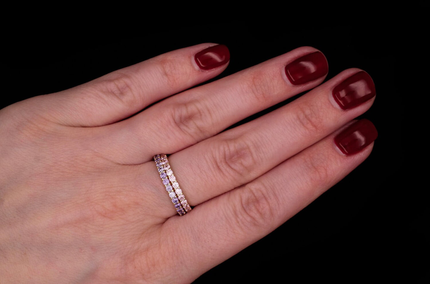 1.00ct T.W. Created Gemstone Eternity Ring 925 Sterling Silver 2mm