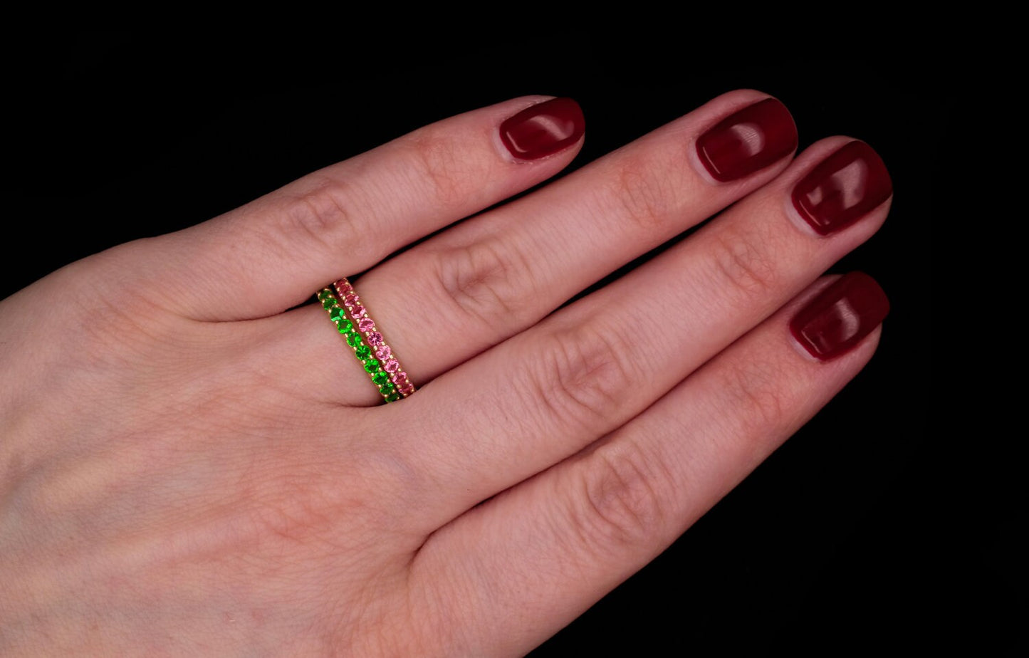 1.00ct T.W. Created Gemstone Eternity Ring 925 Sterling Silver 2mm
