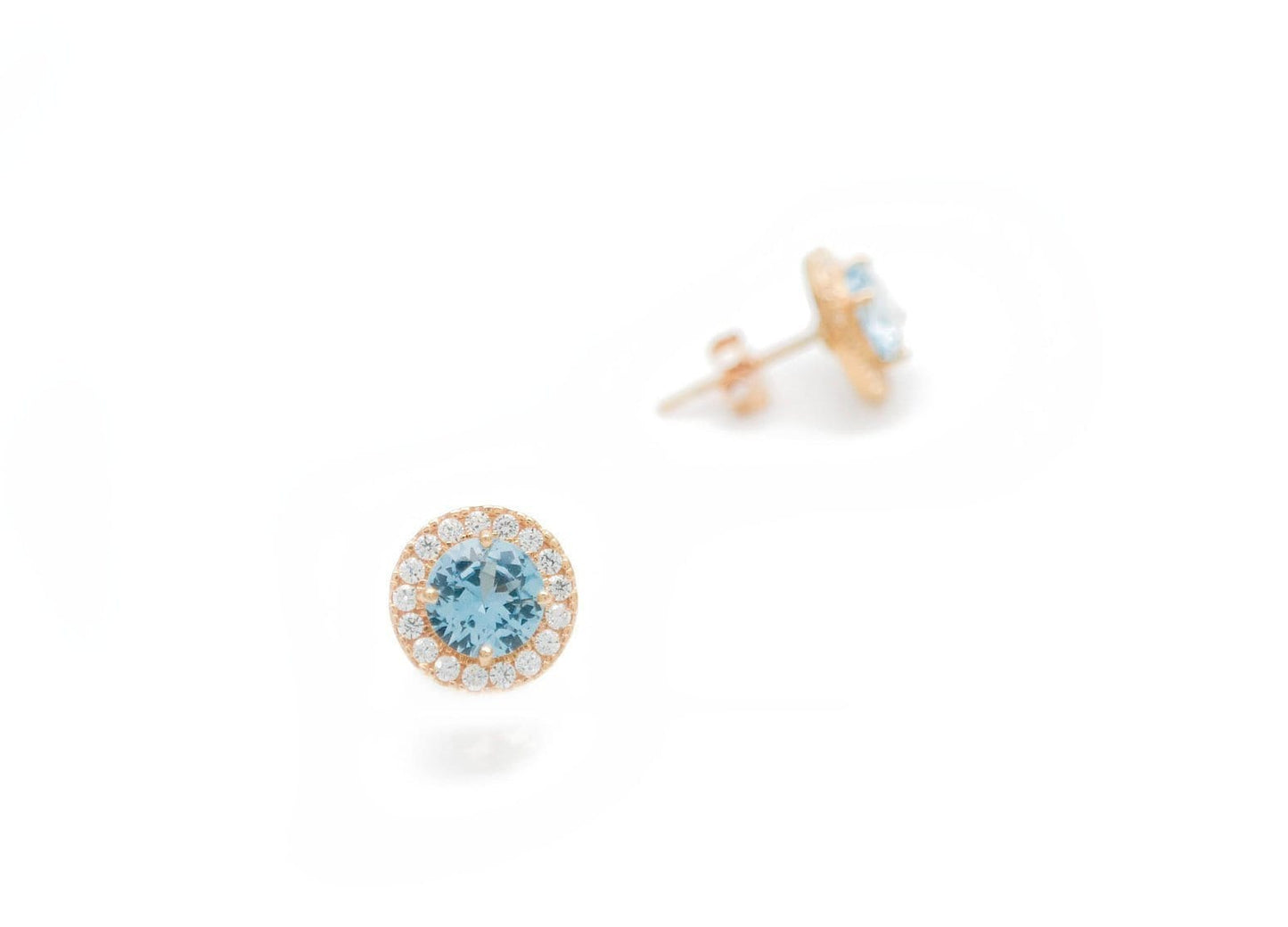 1.50CT Halo Created Gemstone Diamond Stud Round Earrings 14k Yellow/White Gold