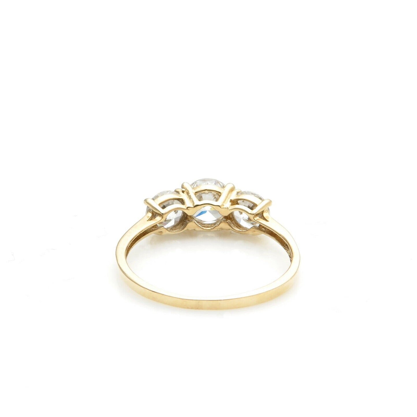 Moissanite Diamond Engagement Ring 1.56 TCW Solid 14K Gold Three Stone Band