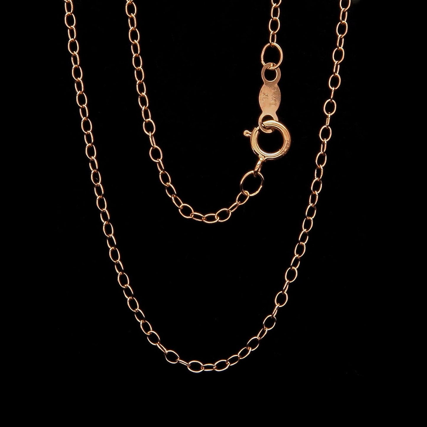 14k Oval Cable Chain Solid Yellow White Rose Gold Link Chain Necklace for Pendant/Charm (13"-22")