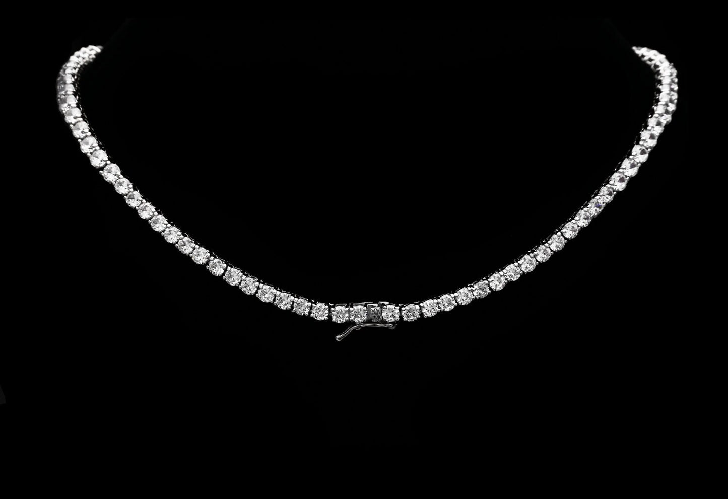 Graduated Tennis Necklace Chain Created Diamond 45.00tcw 925 Solid Sterling Silver, for men, for women, wedding (Copy)