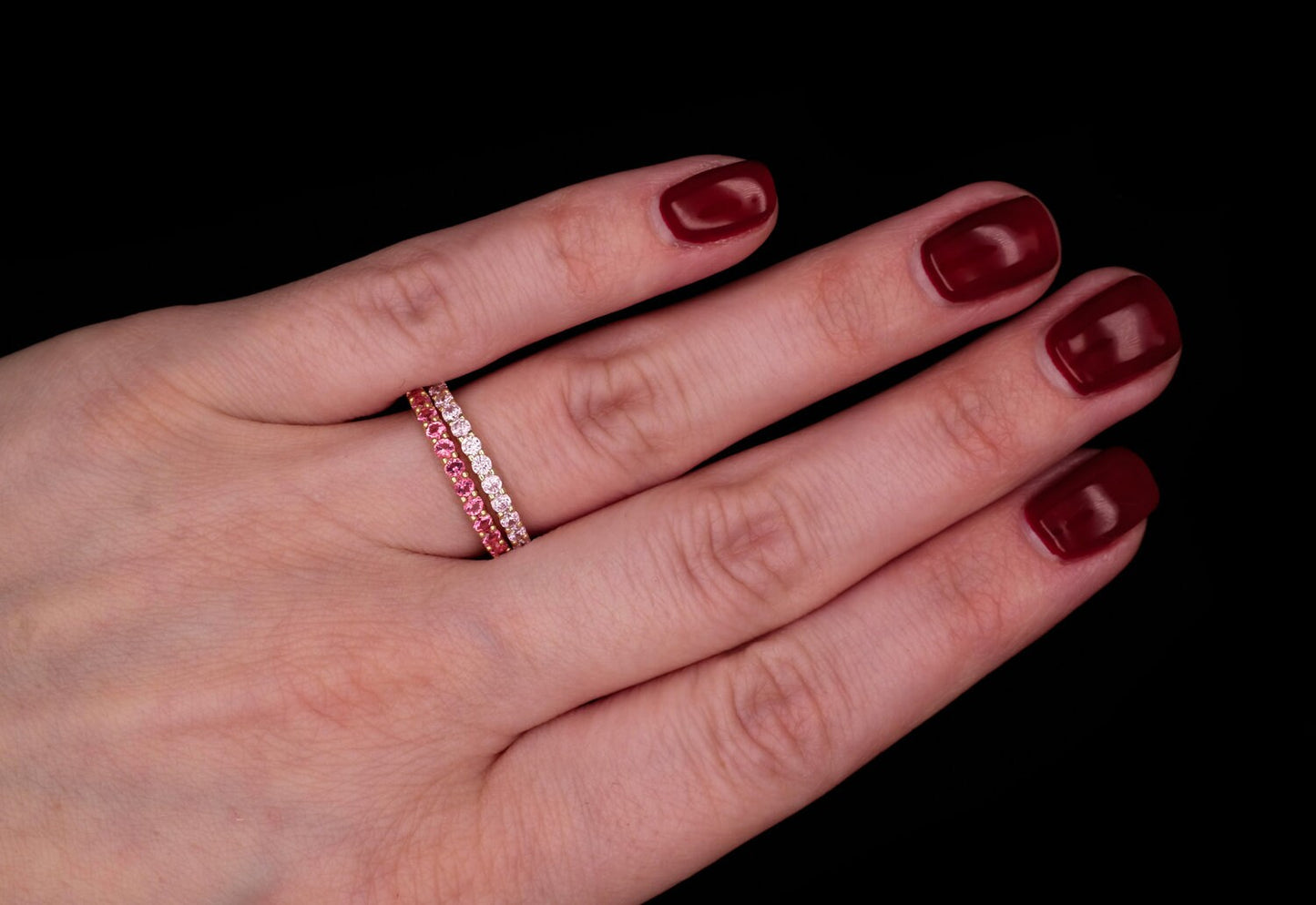 1.00ct T.W. Created Gemstone Eternity Ring 925 Sterling Silver 2mm