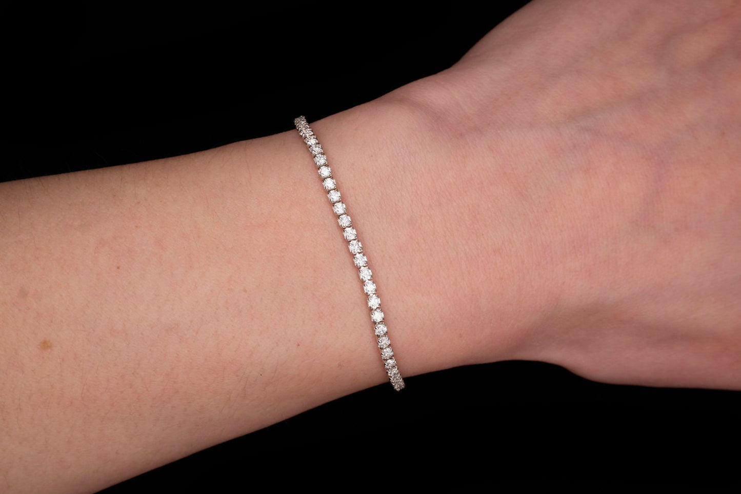 2.75tcw Created Diamond 2mm Bezel Anklet 925 Sterling Silver 9" Ankle Bracelet