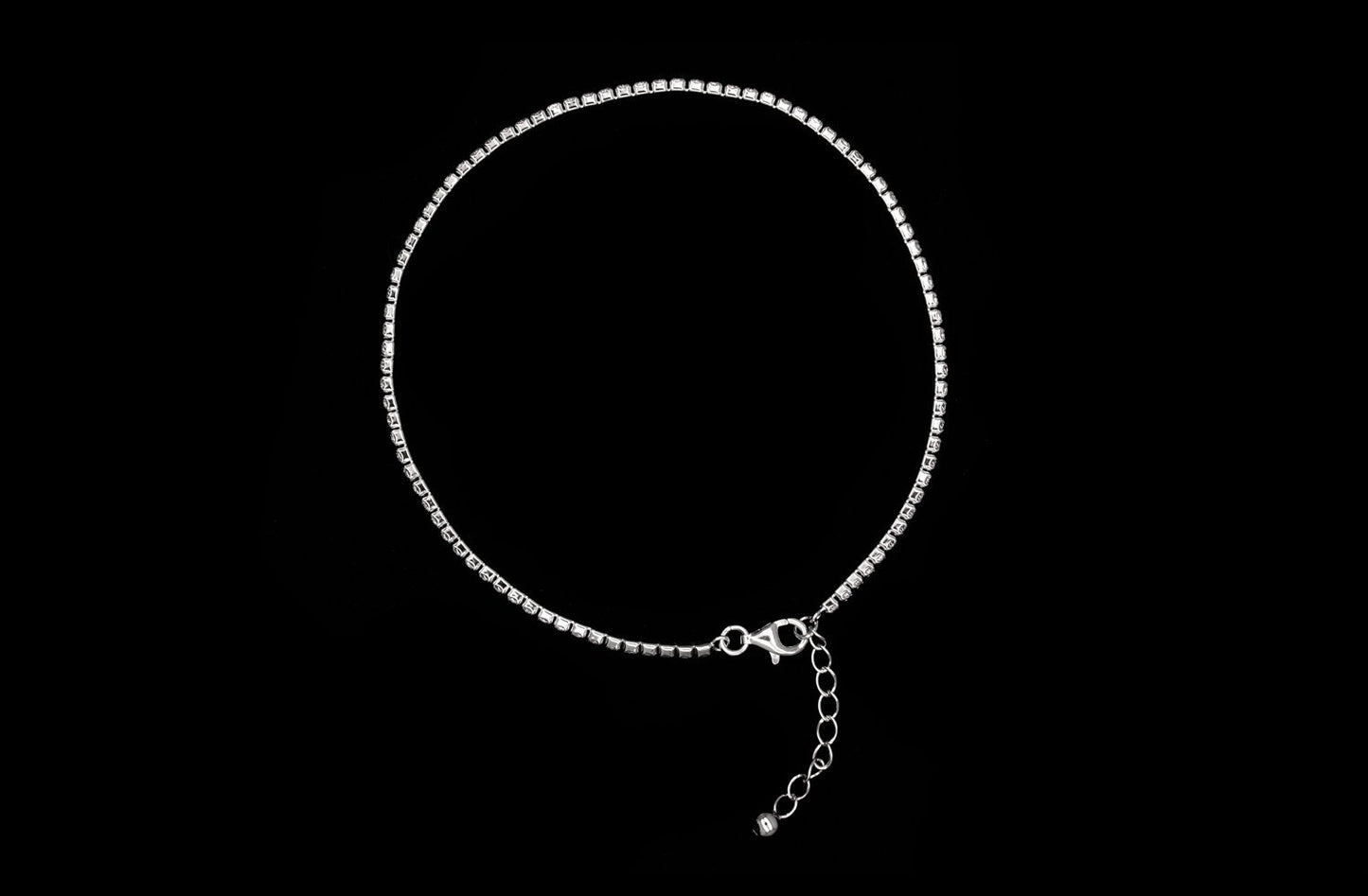 2.75tcw Created Diamond 2mm Bezel Anklet 925 Sterling Silver 9" Ankle Bracelet