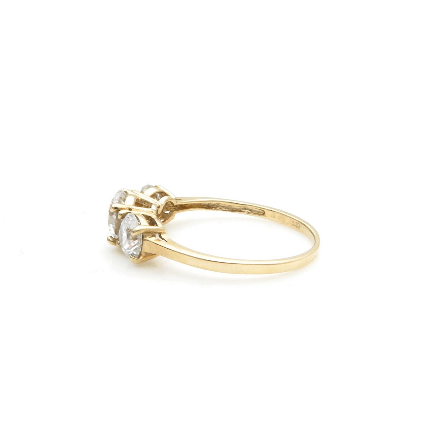 Moissanite Diamond Engagement Ring 1.56 TCW Solid 14K Gold Three Stone Band