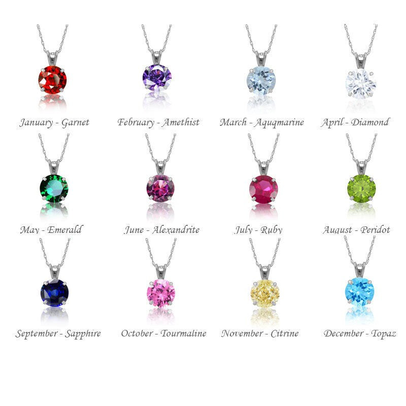 0.25CT-3.00CT Brilliant Round Created Diamond/Gemstone Pendant Solitaire 14K White Gold Charm VVS1