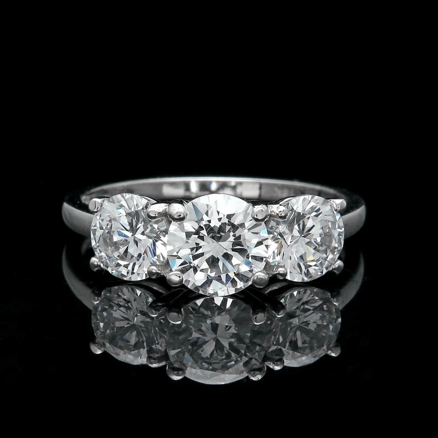 Moissanite Diamond Engagement Ring 1.56 TCW Solid 14K Gold Three Stone Band