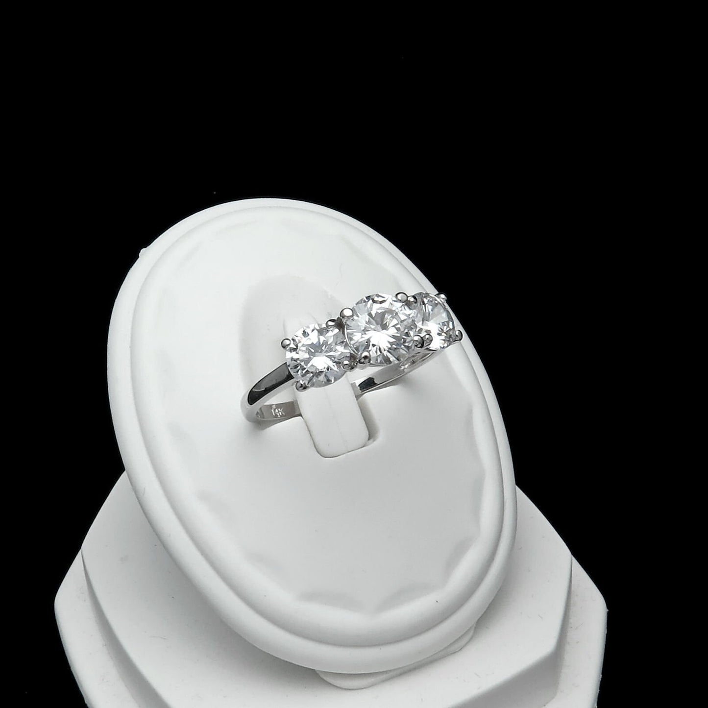 Moissanite Diamond Engagement Ring 1.56 TCW Solid 14K Gold Three Stone Band