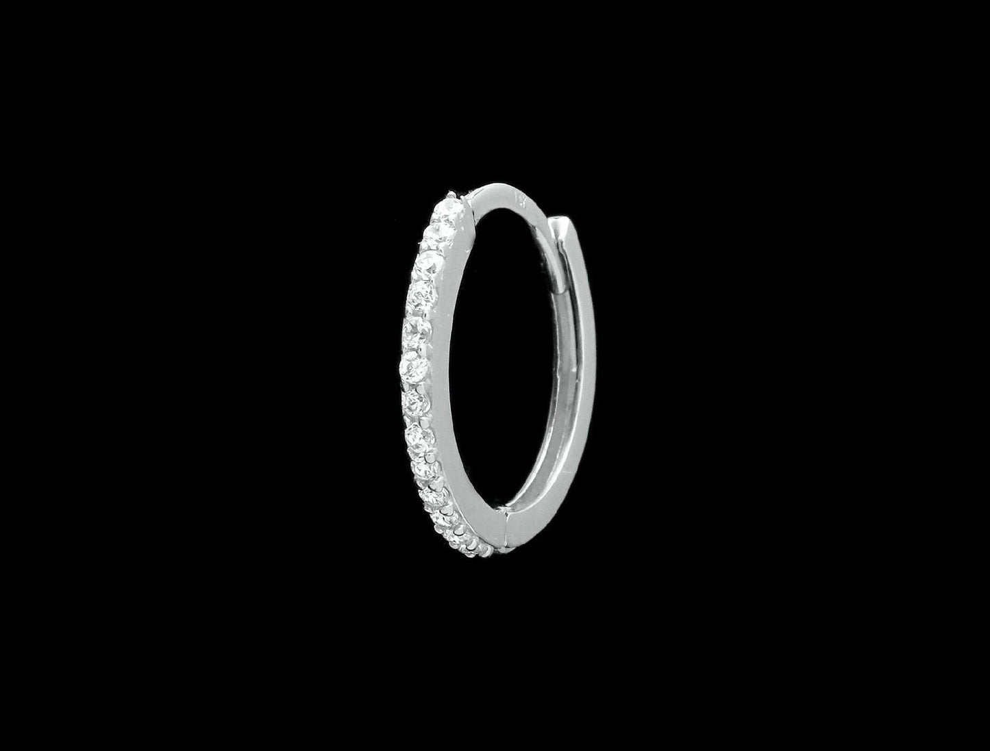 0.075TCW Created Diamond Huggie Hoop Earring Solid 14K Yellow White Rose or Sterling silver 925 Gold Round VVS1, SINGLE EARRING