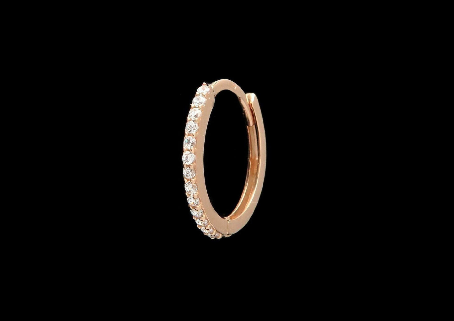 0.075TCW Created Diamond Huggie Hoop Earring Solid 14K Yellow White Rose or Sterling silver 925 Gold Round VVS1, SINGLE EARRING