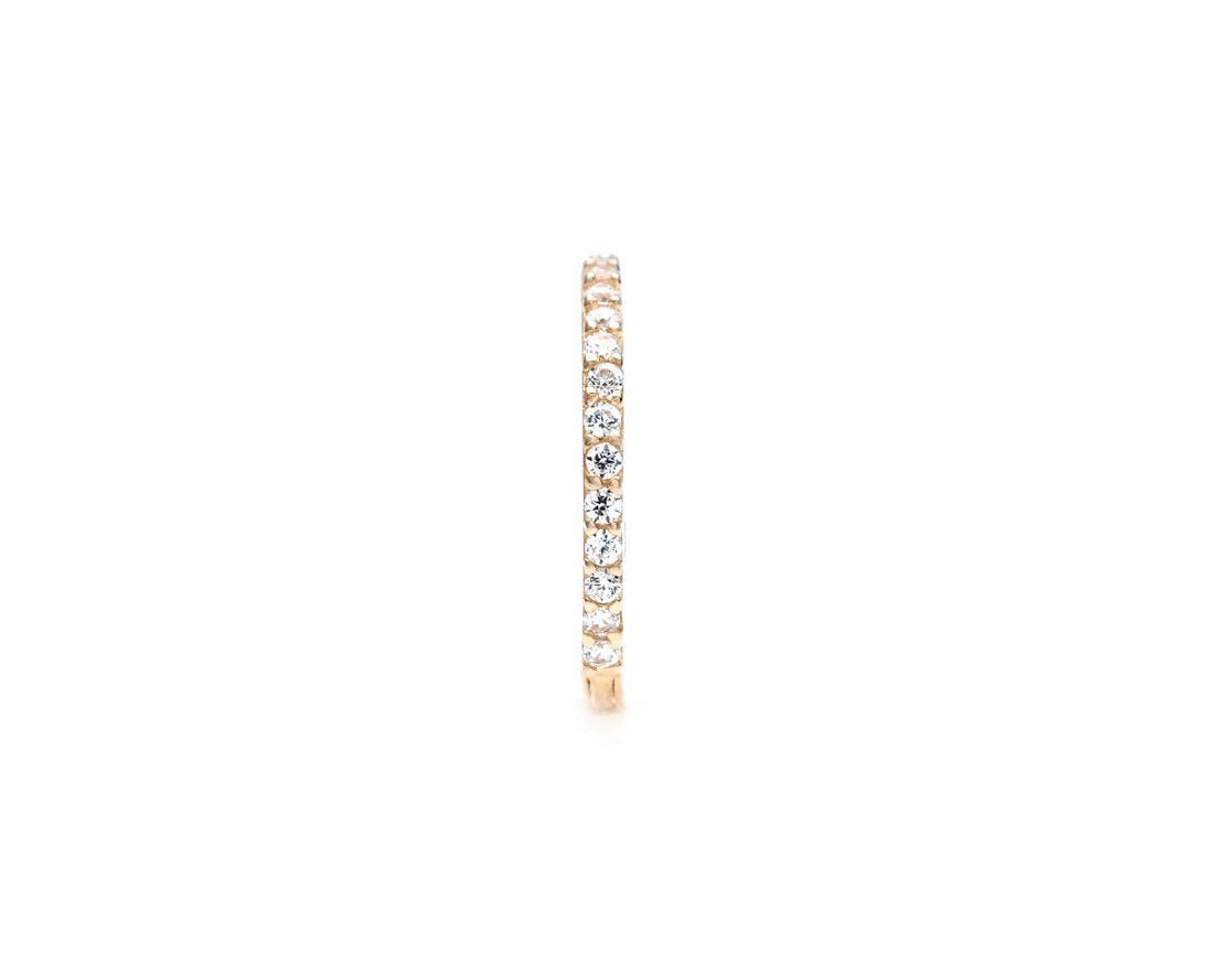 0.075TCW Created Diamond Huggie Hoop Earring Solid 14K Yellow White Rose or Sterling silver 925 Gold Round VVS1, SINGLE EARRING