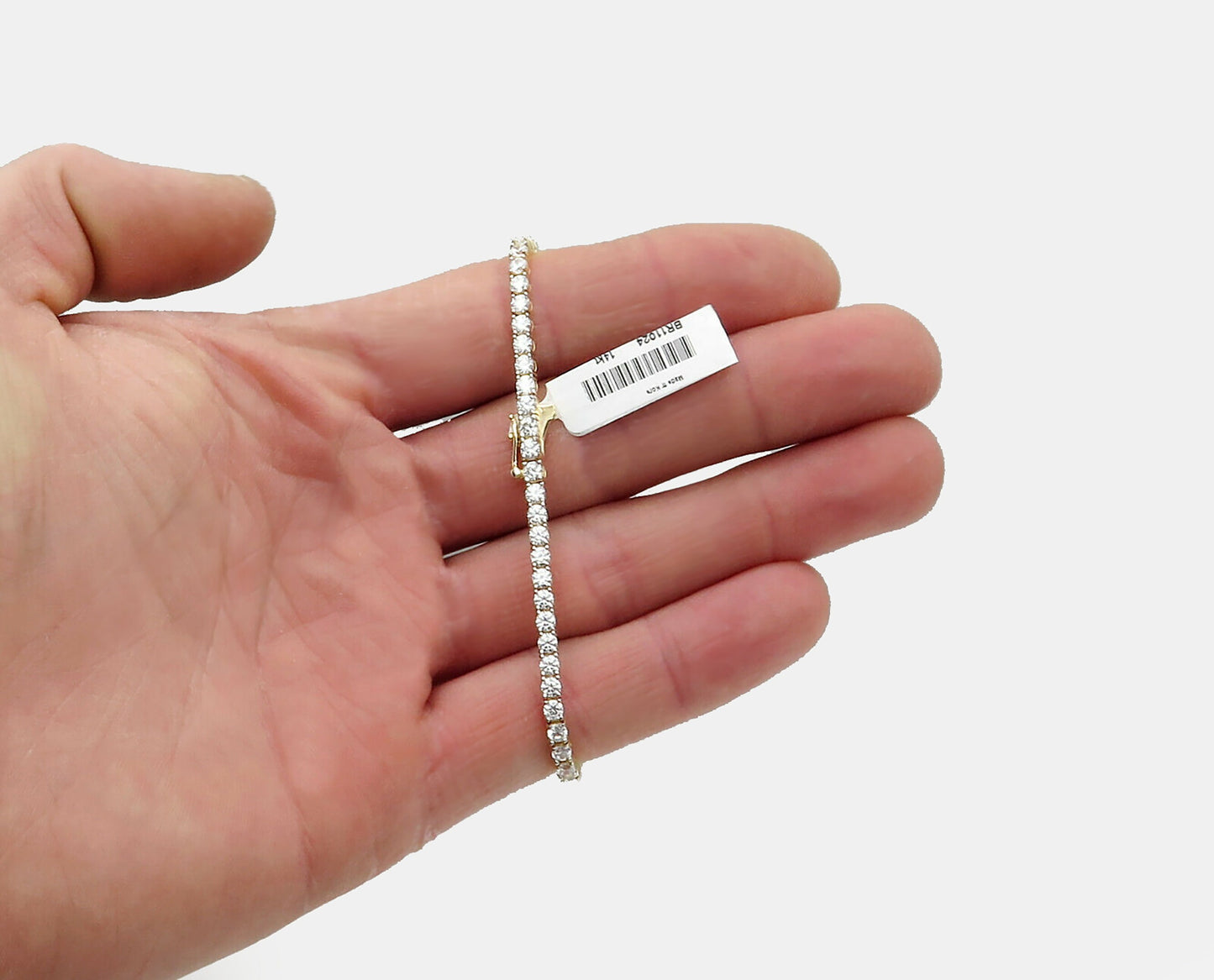 Tennis Bracelet 3mm/4mm/5mm Round Cut Created Diamond 5.80TCW 14K Solid Yellow Gold 7" - 7.25"