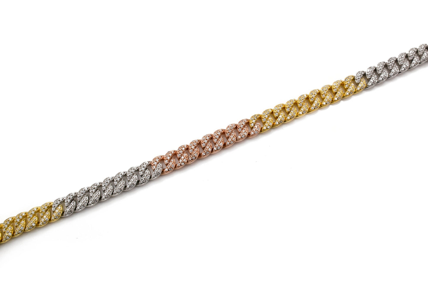 Pave Miami Cuban Curb Link Chain Necklace 6.5mm Created Diamond 3.84TCW Box Chain Sterling Silver 925 Gold Tone 10"-28", for women, gift, wedding