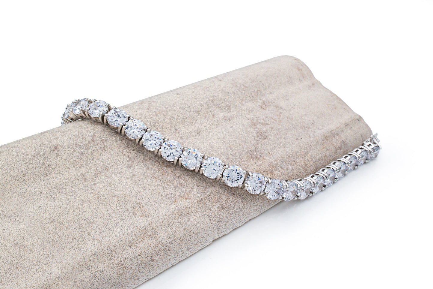 Tennis Bracelet 7mm 34.00TCW Round Cut Created Diamond 925 Sterling Silver