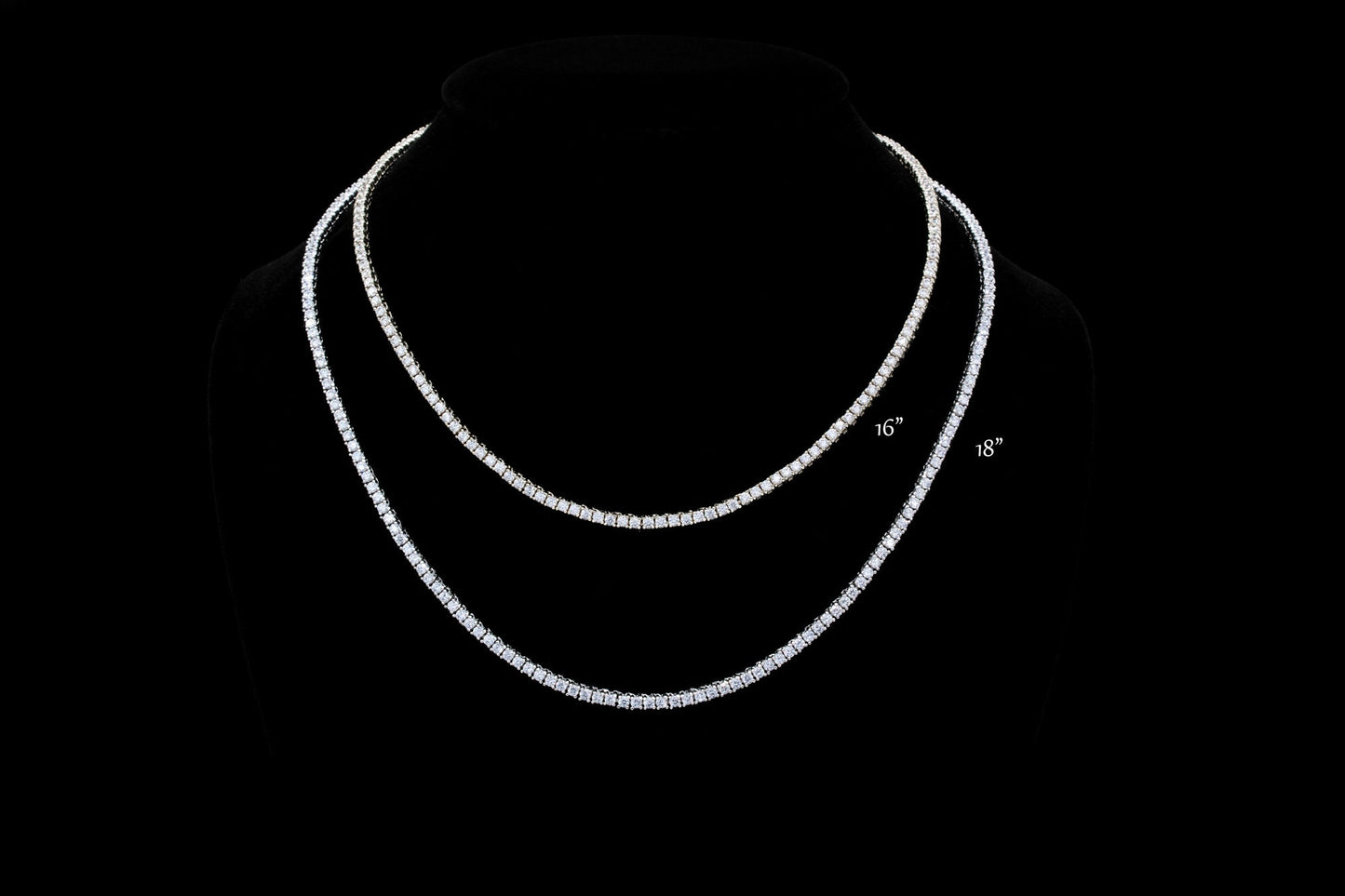 Tennis Necklace 2mm 5.00-6.50TCW Round Created Diamond 925 Solid Sterling Silver Chain
