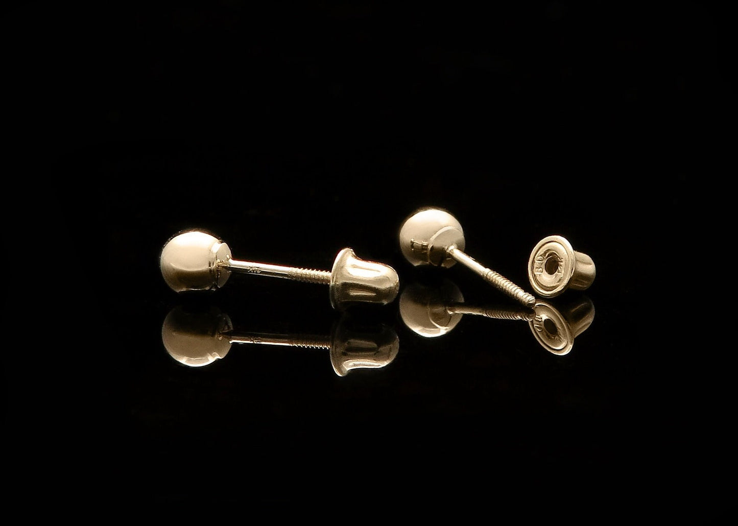 14k Solid Yellow White Rose Gold 2mm-14mm Ball Stud Earrings, Screw-back