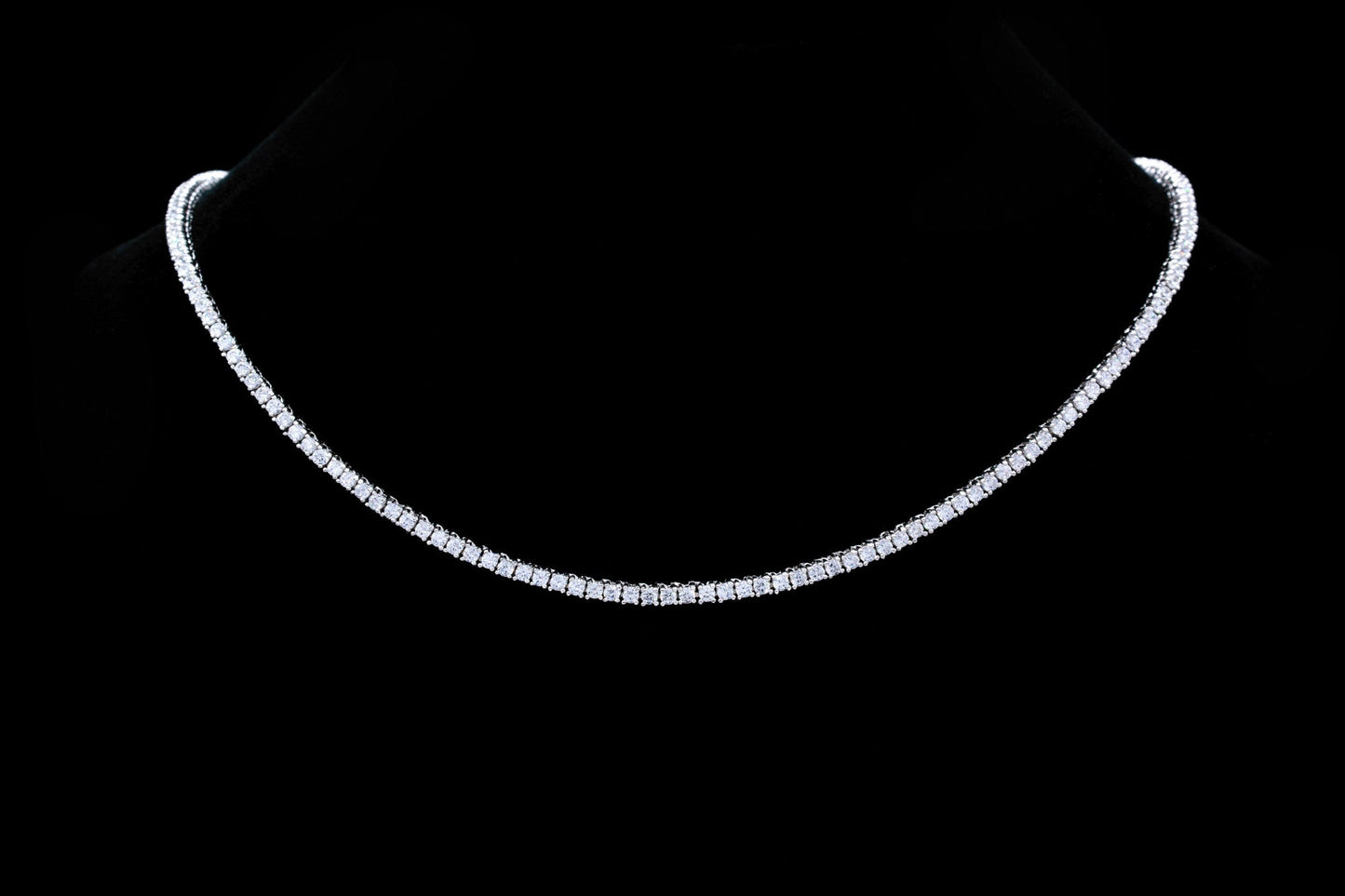 Tennis Necklace 2mm 5.00-6.50TCW Round Created Diamond 925 Solid Sterling Silver Chain