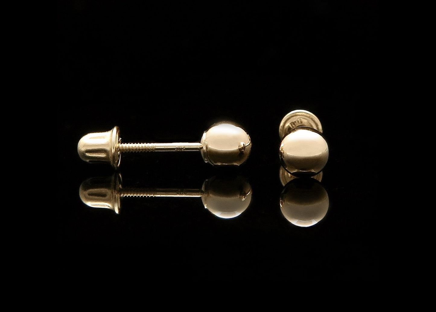 14k Solid Yellow White Rose Gold 2mm-14mm Ball Stud Earrings, Screw-back