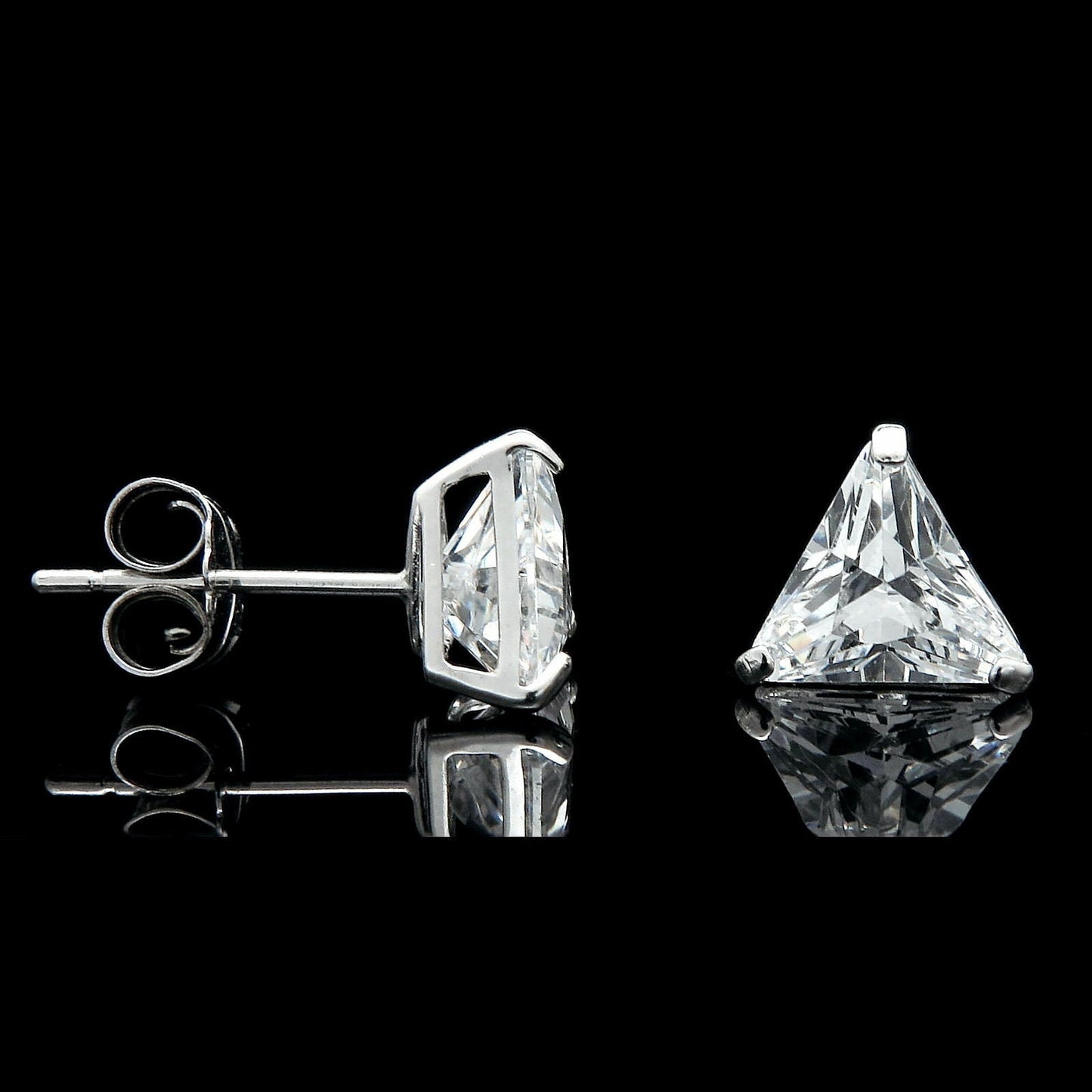 Triangle Cut Created Diamond 0.50-1.52 tow Stud Earrings 14K Solid Yellow or White Gold, for men for women