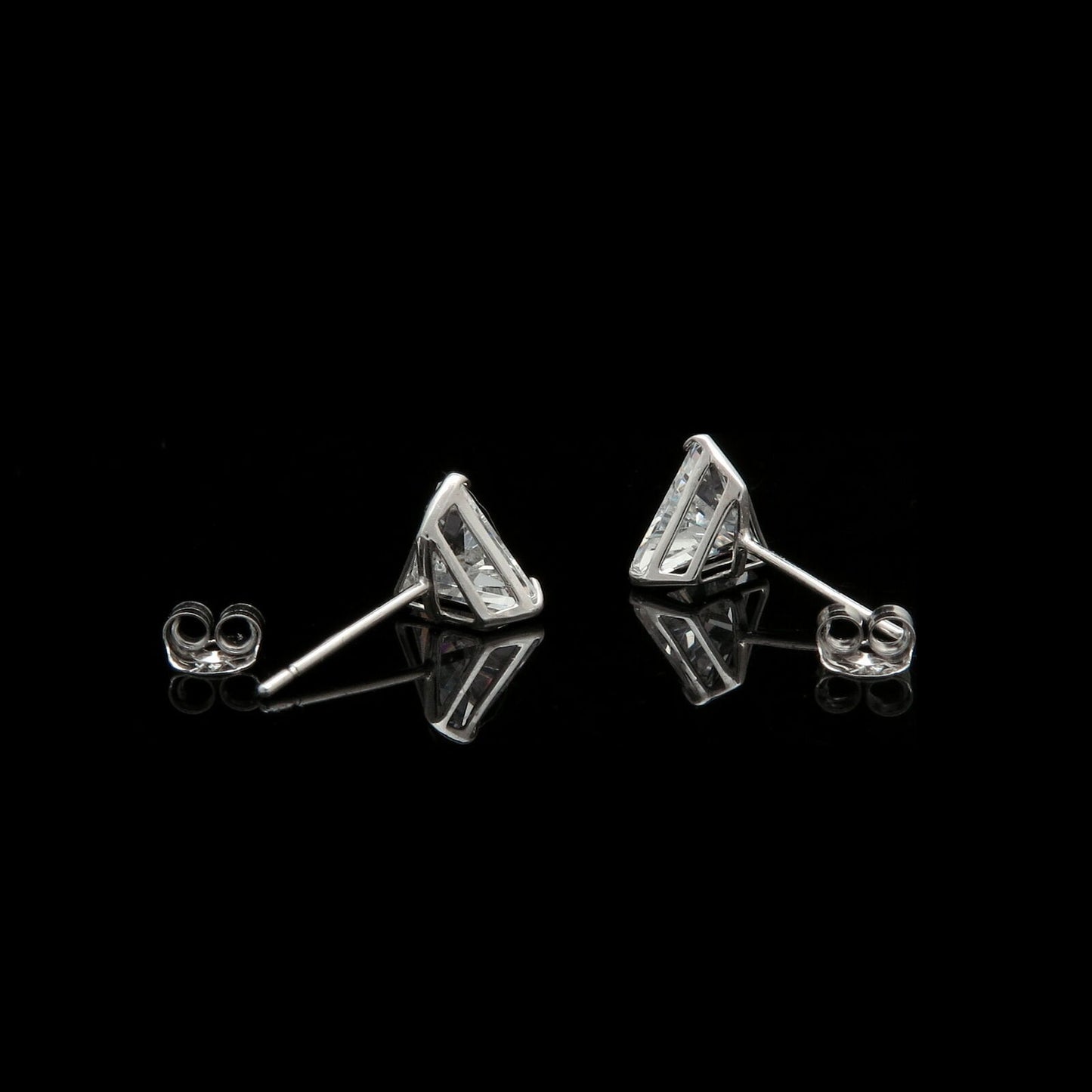 Triangle Cut Created Diamond 0.50-1.52 tow Stud Earrings 14K Solid Yellow or White Gold, for men for women