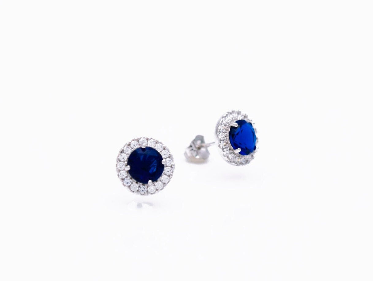 1.50CT Halo Created Green Emerald Diamond Stud Round Earrings 14k Yellow Gold or 14k White Gold