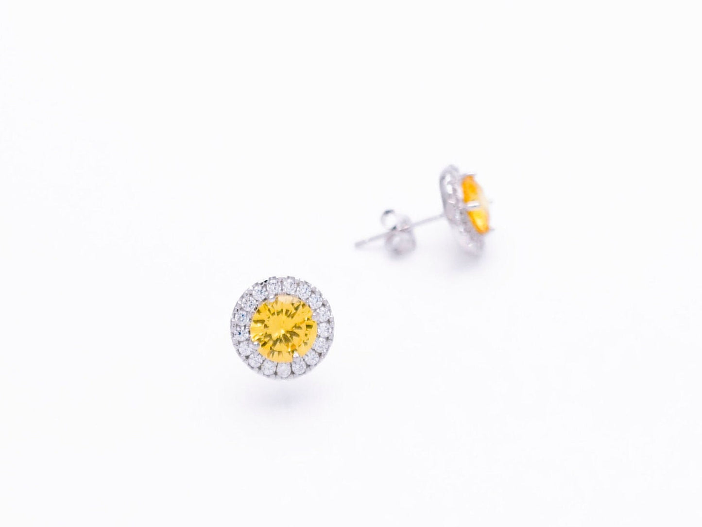 1.50CT Halo Created Green Emerald Diamond Stud Round Earrings 14k Yellow Gold or 14k White Gold