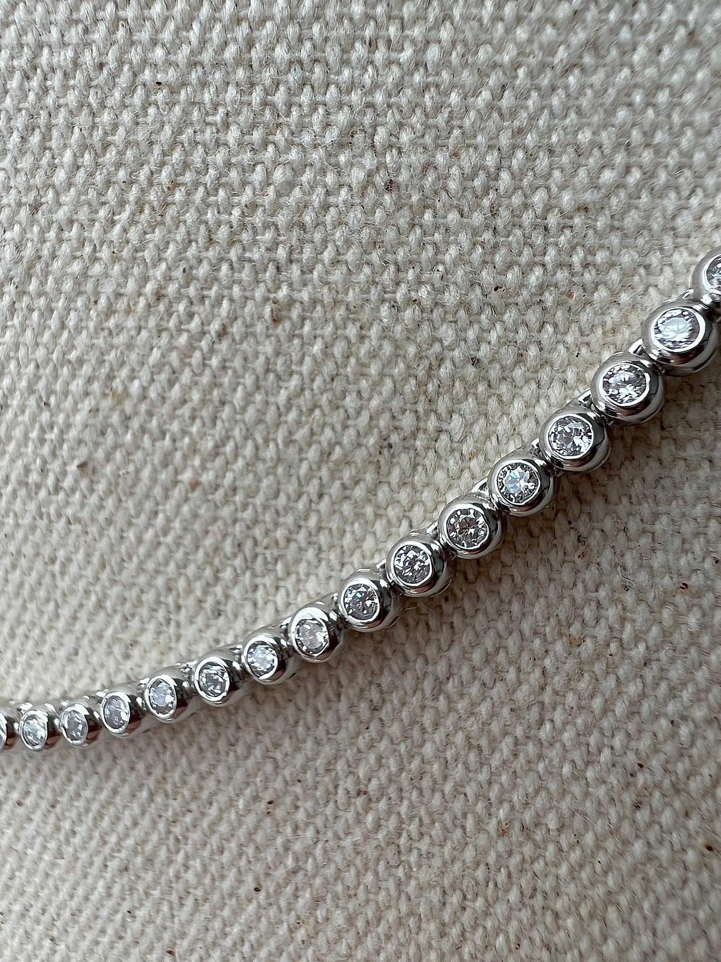 Tennis Necklace 3mm/4mm 12.98/22.25 TCW Bezel Round Created Diamond 925 Solid Sterling Silver/Gold Tone Chain
