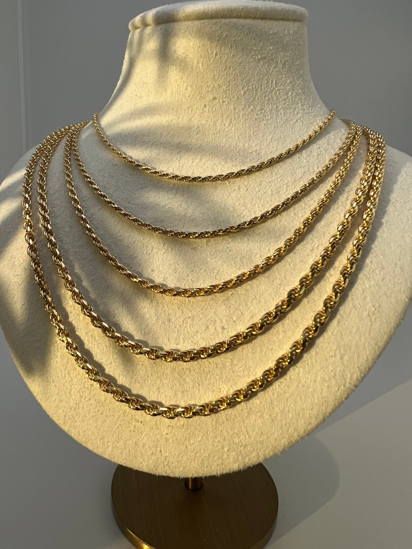 14k Twisted Rope Chain Solid White/Yellow Gold Twisted Necklace